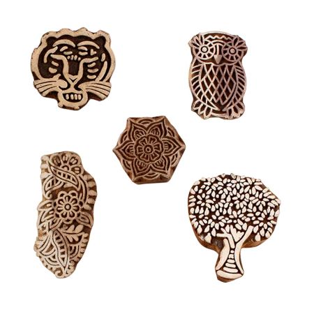 Set of 5 Piece New Mix Wooden Printing Blocks